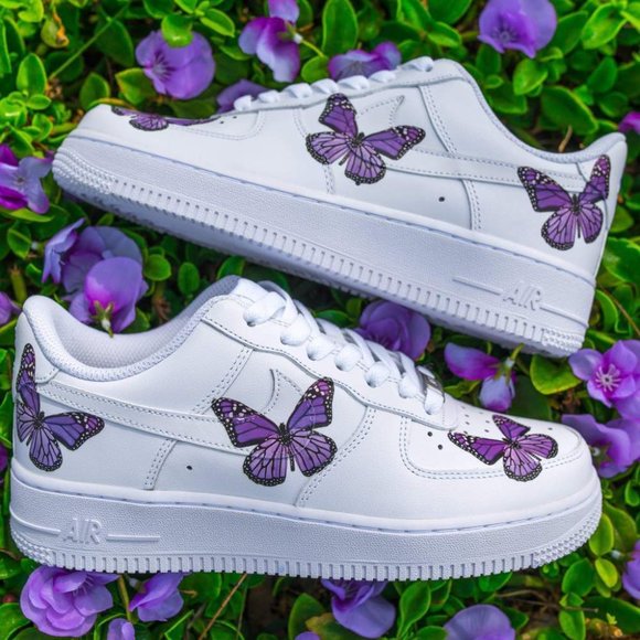Nike Air Force 1 Purple Lilac Monarch Butterfly Custom Shoes Men Women Kids main image 12